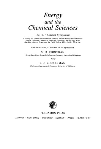 انرژی و علوم شیمیایی. سمپوزیوم کارچر 1977