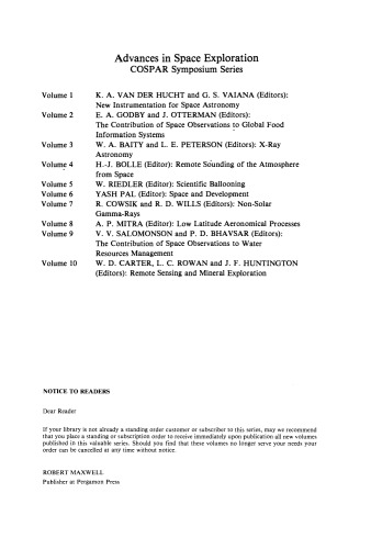 ﻿سنجش از دور و اکتشاف مواد معدنی مجموعه مقالات کارگاه بیست و دومین جلسه عمومی COSPAR، بنگلور، هند، 29 مه تا 9 ژوئن 1979