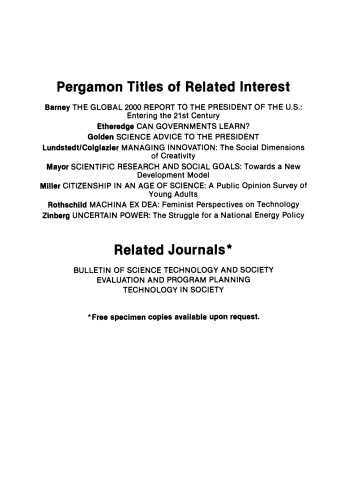 ﻿مردم آمریکا و سیاست علم. نقش نگرش های عمومی در فرآیند سیاست گذاری