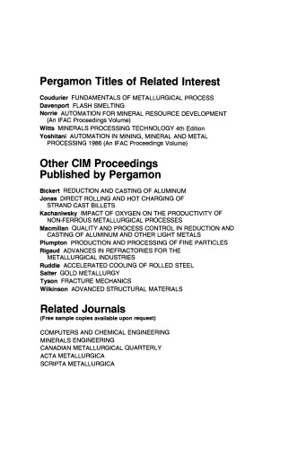 مقالات سمپوزیوم بین المللی در مورد نرم افزار های کامپیوتری در متالوژی شیمیایی و استخراج. مقالات انجمن متالورژی مؤسسه معدن و متالورژی کانادا