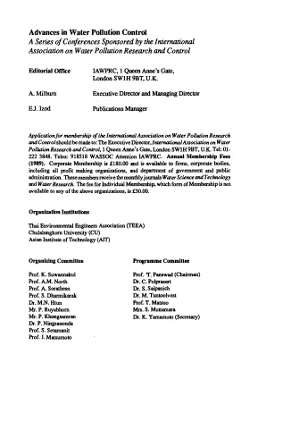 ﻿کنترل آلودگی آب در آسیا. اقدام دومین کنفرانس آسیایی IAWPRC در زمینه کنترل آلودگی آب در بانکوک ، تایلند ، 9-11 نوامبر 1988