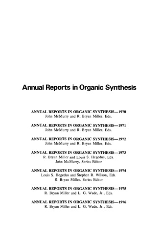 گزارش سالانه در Synthesis آلی-1976