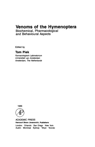 Venoms از Hymenoptera. معانی بیوشیمیایی، فارماکولوژی و رفتاری