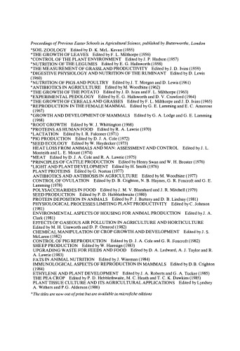 ﻿کنترل و دستکاری رشد حیوانات. مجموعه مقالات قبلی مدارس عید پاک در علوم کشاورزی