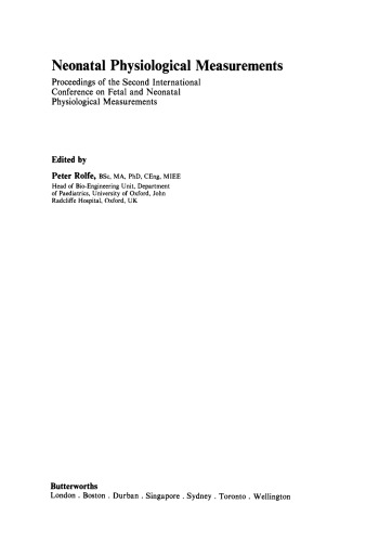 ﻿اندازه گیری های فیزیولوژیکی نوزادان. مجموعه مقالات دومین کنفرانس بین المللی اندازه گیری های فیزیولوژیک جنین و نوزادان