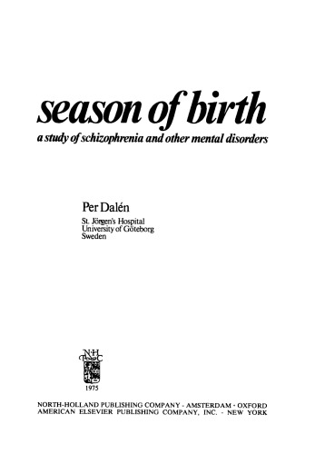 ﻿فصل تولد. مطالعه اسکیزوفرنی و سایر اختلالات روانی