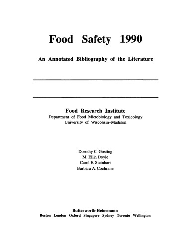 ﻿Food Safety 1990. Annotated Bibliography of the Literature