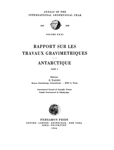 ﻿Rapport sur les Travaux Gravimetriques Antarcticu