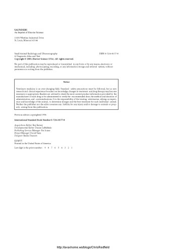 ﻿رادیولوژی و اولتراسوند حیوانات کوچک: اطلس تشخیصی و متن، 3e