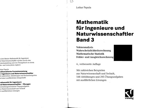 Mathematik für Ingenieure und Naturwissenschaftler Bd. 3. Vektoranalysis ، Wahrscheinlichkeitsrechnung ، ریاضیات Statistik ، Fehler- und Ausgleichsrechnung