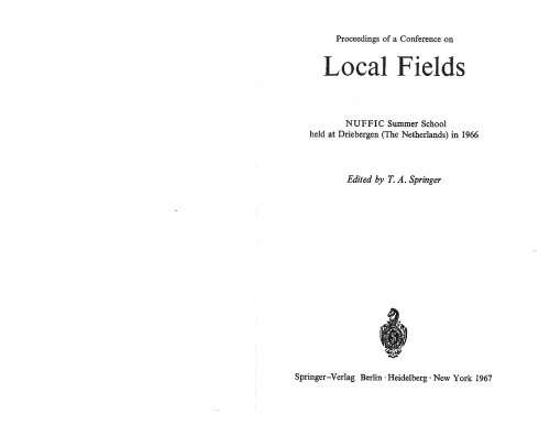 ﻿مجموعه مقالات یک کنفرانس در زمینه های محلی: مدرسه تابستانی NUFFIC که در دریبرگن (هلند) در سال 1966 برگزار شد.