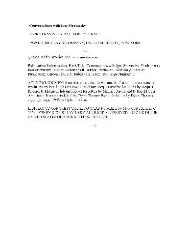 گفتگو با ایگور استراوینسکی