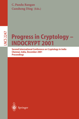 پیشرفت در رمزنگاری - INDOCRYPT 2001: دومین کنفرانس بین المللی رمزنگاری در هند چنای ، هند ، 16-20 دسامبر سال 2001 ، مجموعه مقالات