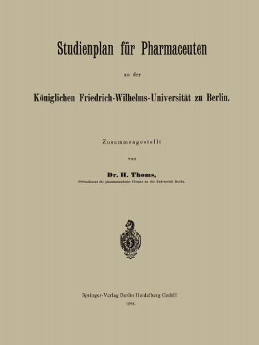 برنامه مطالعه داروسازان در دانشگاه رویال فردریش ویلهلمز در برلین