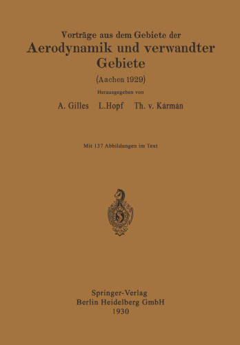 سخنرانی در زمینه آیرودینامیک و مناطق مرتبط: آخن 1929