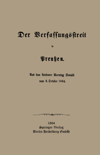 ﻿اختلاف قانون اساسی در پروس: از لندن صبح هرالد 6 اکتبر 1864