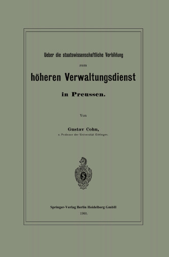 ﻿درباره آموزش مقدماتی علوم سیاسی برای خدمات اداری عالی در پروس