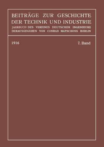 ﻿مشارکت در تاریخ فناوری و صنعت: سالنامه انجمن مهندسان آلمانی، جلد هفتم