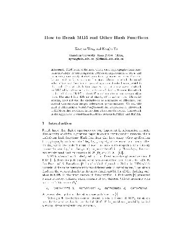 ﻿نحوه شکستن Md5 و سایر عملکردهای Hash. پیشرفت در رمزنگاری Eurypt (مقاله)