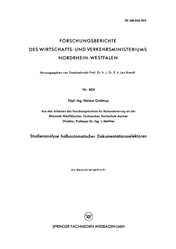 ﻿Studienanalyse halbautomatischer Dokumentationsselektoren