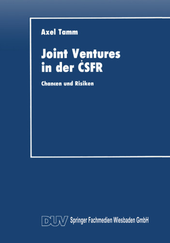 ﻿سرمایه گذاری های مشترک در ČSFR: فرصت ها و خطرات