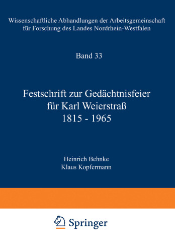 ﻿Festschrift برای مراسم یادبود کارل Weierstrasse 1815–1965