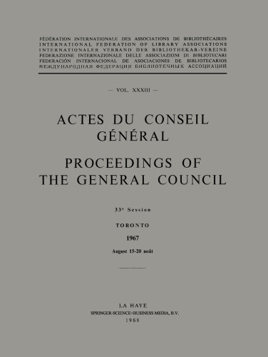 اعمال کنگره ژنرال / مقالات شورای عمومی: جلد. XXXIII