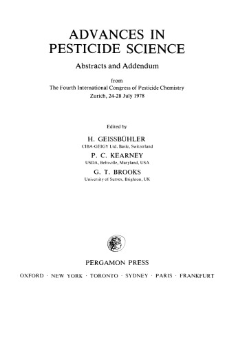 ﻿پیشرفت در علم آفت کش ها: چکیده و ضمیمه