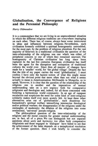 ﻿جهانی شدن، همگرایی ادیان و فلسفه همیشگی