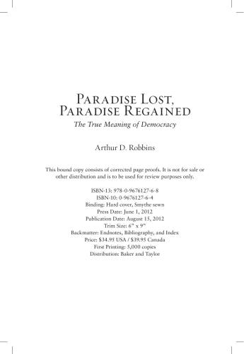﻿Paradise Lost, Paradise Regained: معنای واقعی دموکراسی