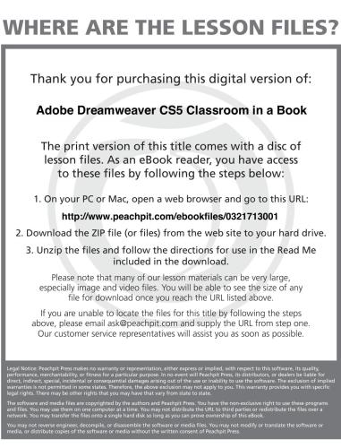 ﻿Adobe Dreamweaver CS5 Classroom in a Book