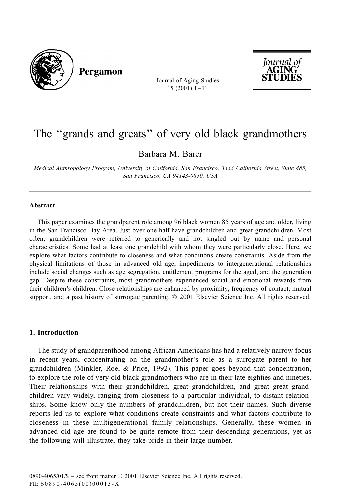 ﻿نقش پدربزرگ و مادربزرگ برای زنان سیاه پوست