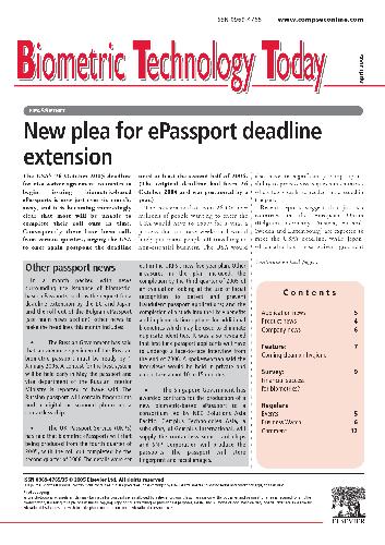﻿[ژورنال] فناوری بیومتریک. 2005. آوریل