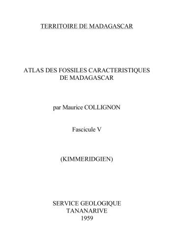 ﻿اطلس فسیل های مشخصه ماداگاسکار. Fasc.5. (کیمریدجیان). هرزه. سرویس مالاگاسی جئول آنتاناناریوو
