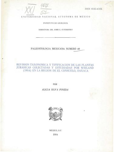 ﻿بازنگری طبقه بندی y tipificacion de las plantas Jurasicas جمع آوری شده y estudiadas por Wieland (1914) در منطقه el Consuelo، Oaxaca