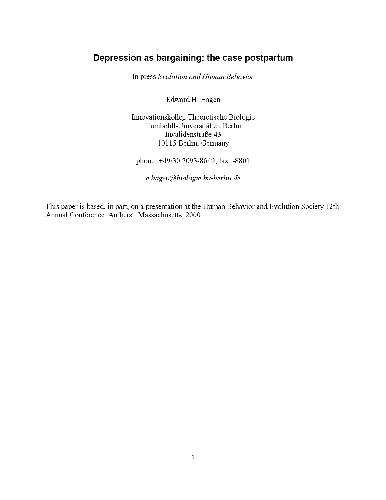 ﻿افسردگی و چانه زنی در پس از زایمان