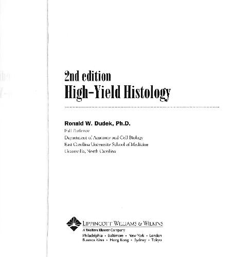 ﻿High Yield Histology 2d ed