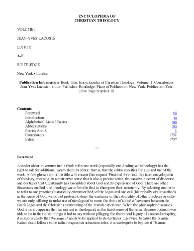 دائر ofالمعارف الهیات مسیحی جلد 1. 1