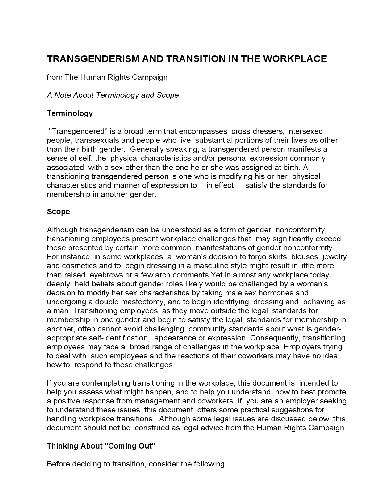 ﻿تغییر جنسیت و گذار در محیط کار