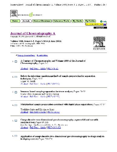 ﻿یک قرن کروماتوگرافی و جلد 1000 مجله کروماتوگرافی