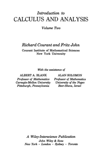 مقدمه ای بر حساب و تحلیل. جلد 2