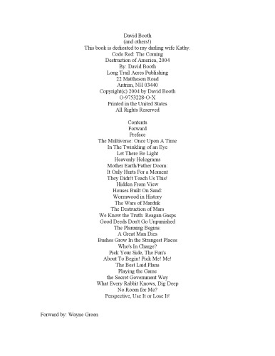 ﻿Code Red: The Coming Destruction of America، 2004