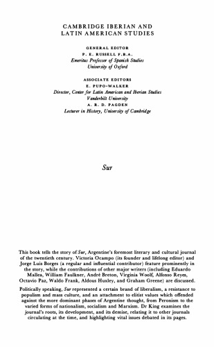 ﻿Sur: مطالعه مجله ادبی آرژانتین و نقش آن در توسعه فرهنگ ، 1931-1970