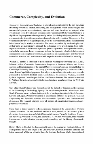 تجارت، پیچیدگی و تکامل: موضوعات در اقتصاد، مالی، بازاریابی و مدیریت: مقالات دوازدهمین همایش بین المللی در ... سم شناسی در نظریه اقتصادی و اقتصاد سنجی)