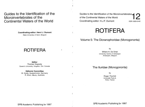 ﻿Rotifera Vol. 5 Dicranophoridae (Monogononta)