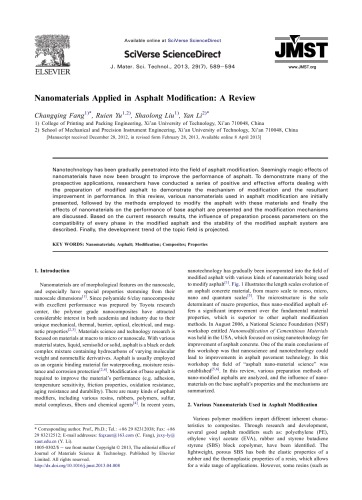 ﻿نانومواد اعمال شده در اصلاح آسفالت یک بررسی