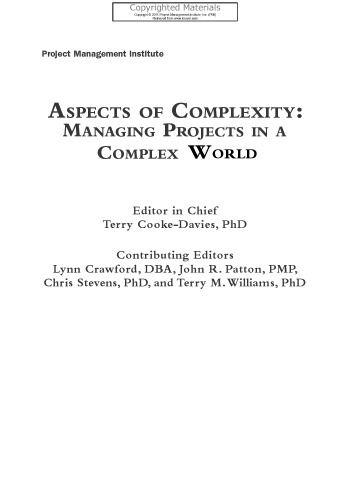 ﻿جنبه های پیچیدگی - مدیریت پروژه ها در دنیای پیچیده