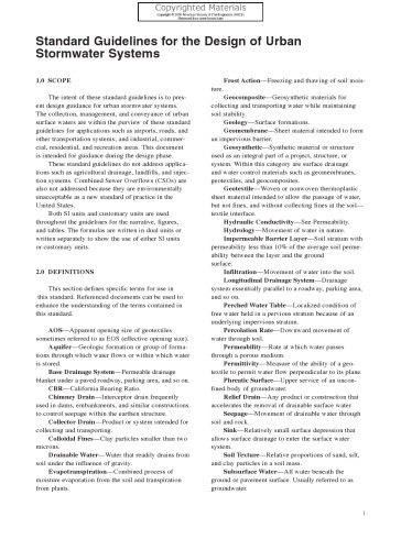 ﻿دستورالعمل های استاندارد برای طراحی (45-05)، نصب (46-05)، و بهره برداری و نگهداری (47-05) سیستم های آب باران شهری