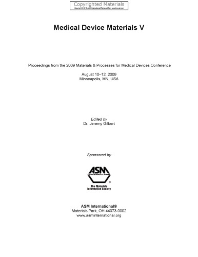 ﻿مواد پزشکی پزشکی v - مجموعه مقالات از مواد 2009