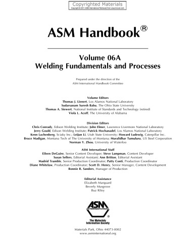 ﻿ASM Handbook, Volume 06A - Welding Fundamentals and Processes